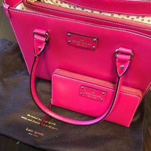 Hot pink Kate Spade matching purse and wallet